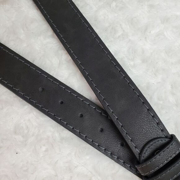 Leather Dress Belt Gray Black Size 50 - Picture 6 of 9